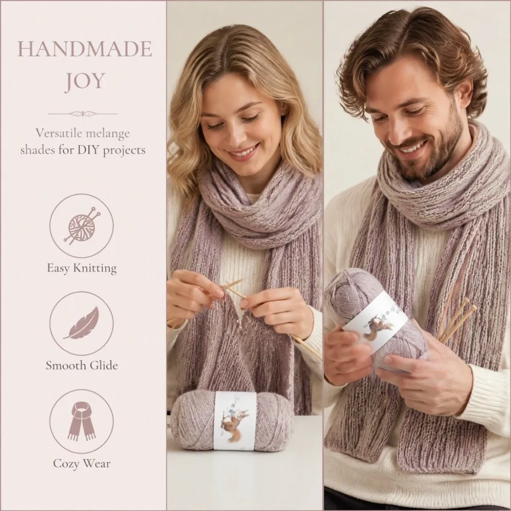 2pcs Fashion Medium Coarse Crochet Yarn Simply Soft Light Powder Hand Knitting Yarn 5 Skeins Knitting Yarn For Glove