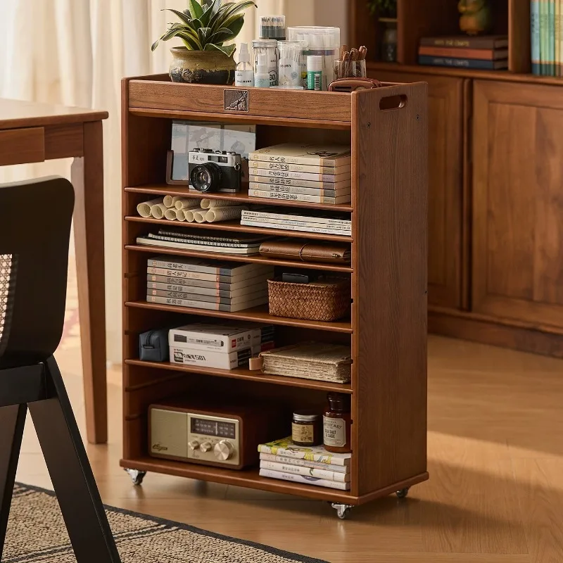 Solid wood floor-to-ceiling bookcase, multi-functional glove cabinet, integrated display cabinet