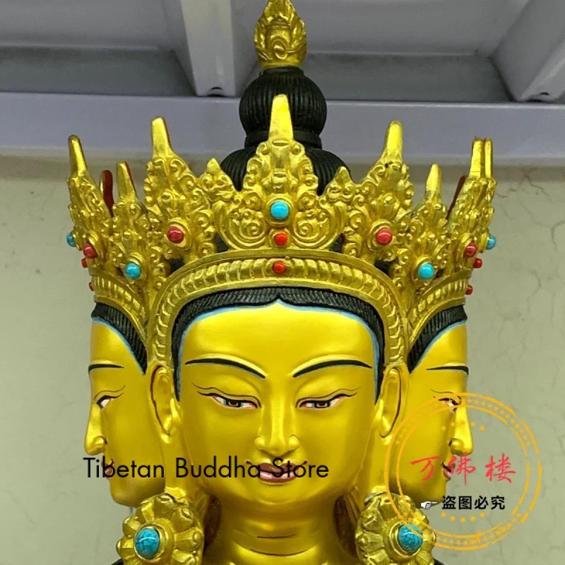 47cm Vairocana Copper Gilt Boutique Inlaid Buddha Statue Tibetan Supplies Home Ornaments Factory Wholesale