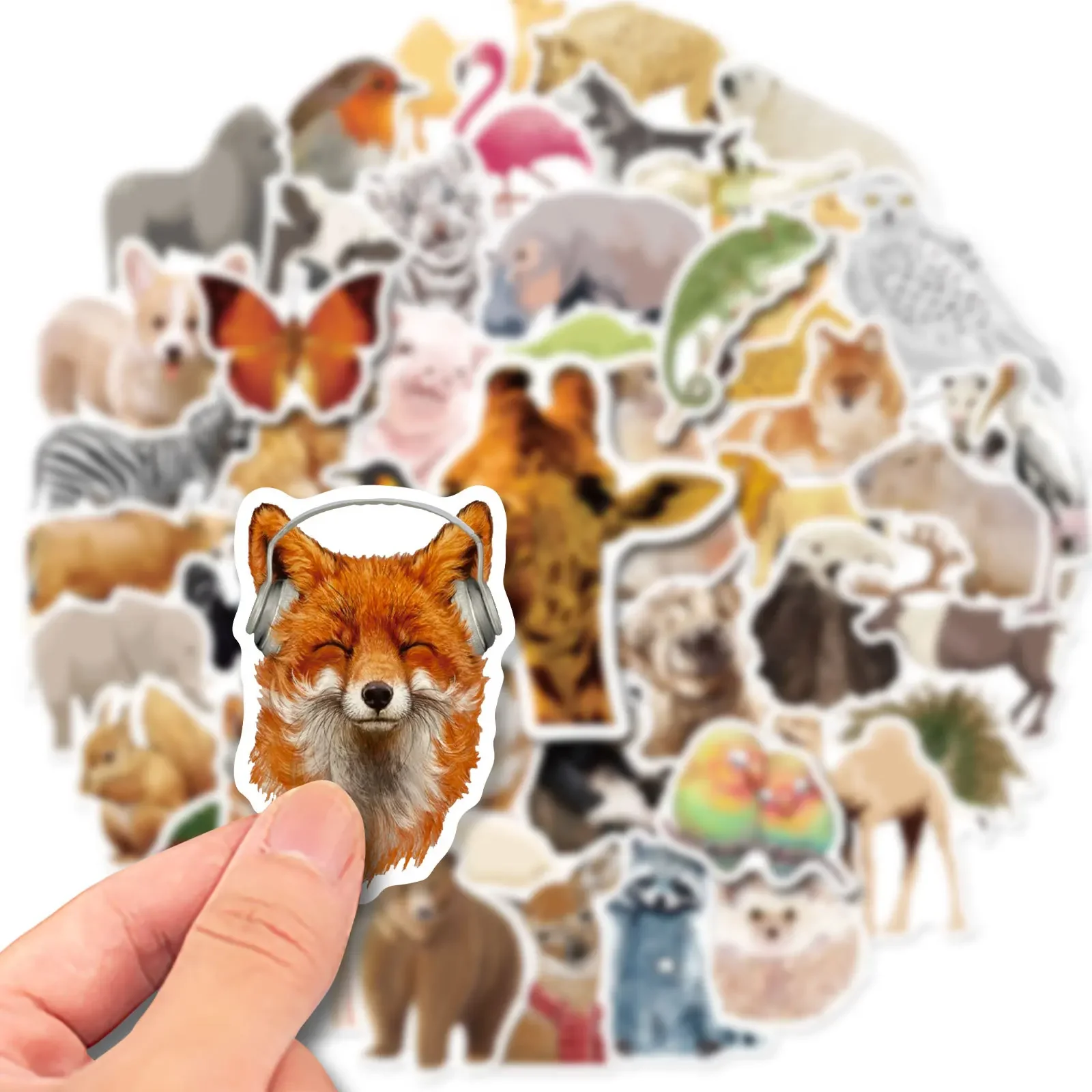 50PCS Cute Zoo Animals Sticker Waterproof Decals Skateboard Phone Kettle Bike Laptop Fridge Graffiti Kids Awards Children Reward