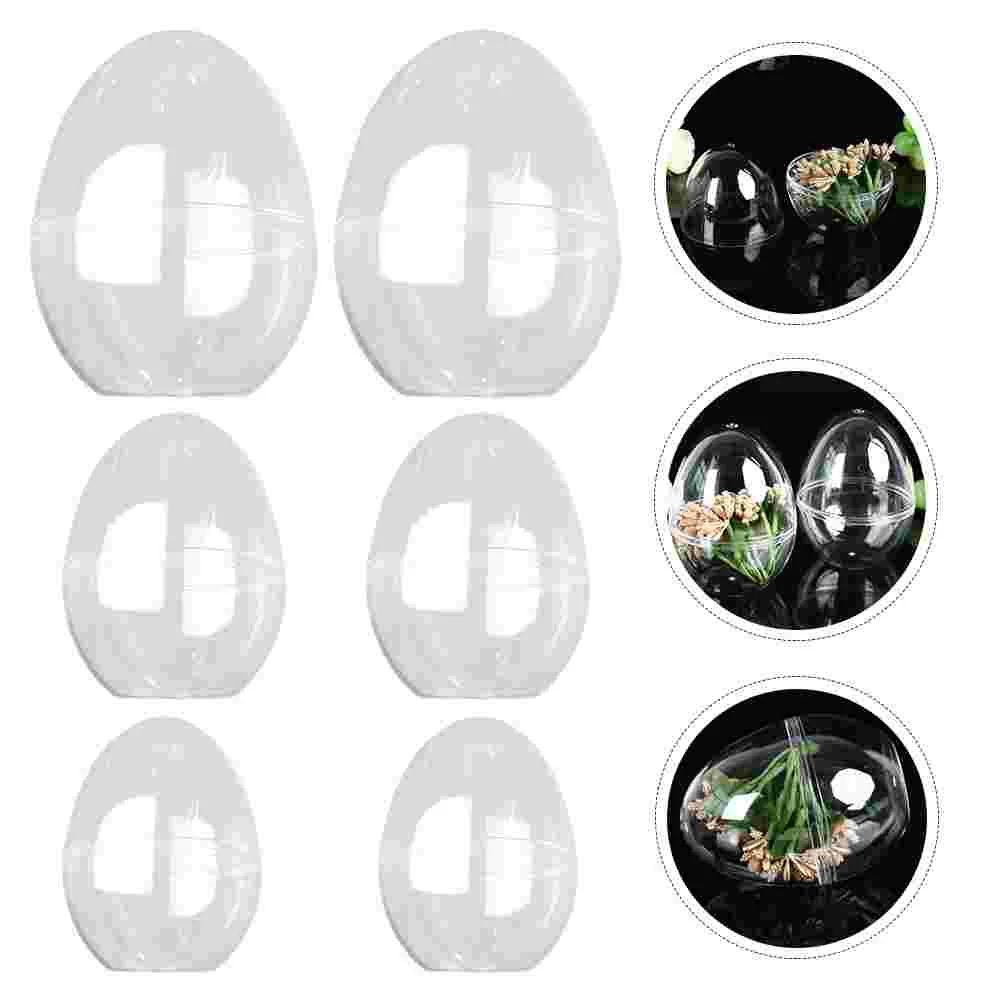 

6 Pcs Decor Transparent Storage Box Case Gadgets Egg-shaped Container White Beauty Holder