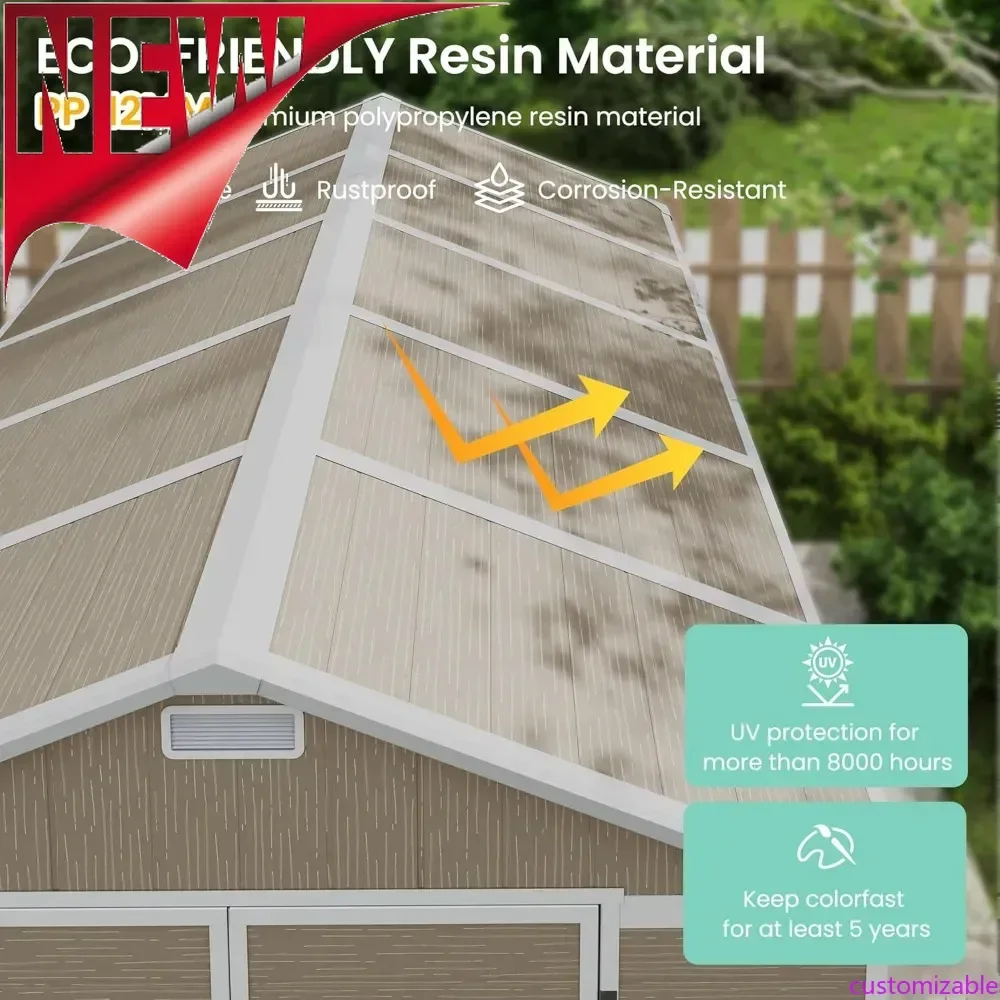 

Customizable-Outdoor Storage Shed 7.5x10.7 FT, Plastic Garden Shed For Bike, Garbage Can, Tool, Outside Sheds & Outdoor Resin Sh