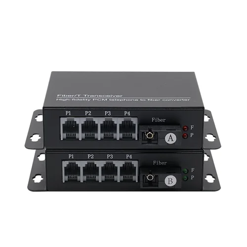 4 Channel FXS FXO Voice Telephone Fiber Optic Media Converter Multiplexer 20KM Transmission Single Mode SC Connector