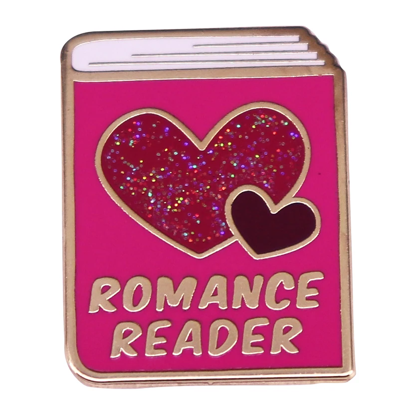 A2423 Pink glitter romance reader Lapel Pins for Backpack Enamel Pin Women Brooches on Clothes Badges Jewelry Accessories Gifts