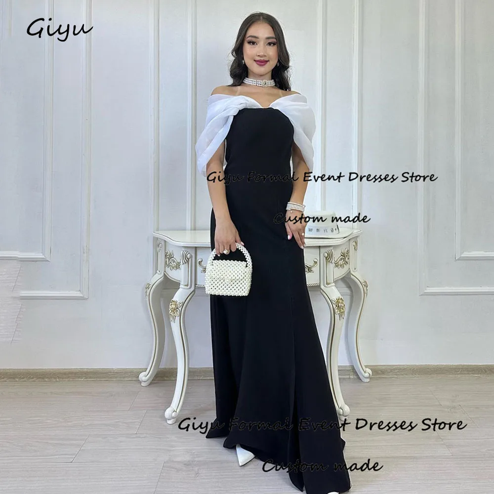 

Giyu Elegant Black And White Evening Gown Dress Off the Shoulder Wedding Party Dress Vestidos De Noche Elegantes 2024