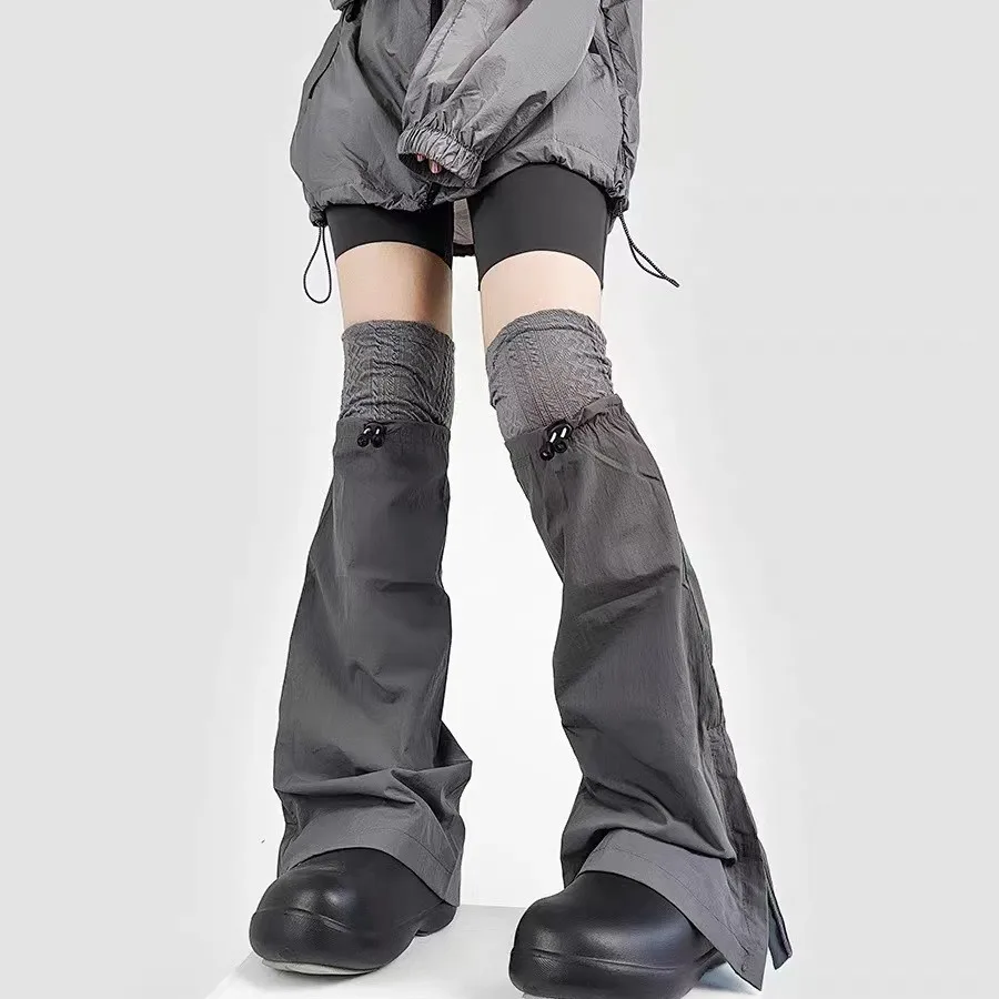 Anime Cosplay Grigio Coulisse Scaldamuscoli da donna Cyberpunk Y2k Ragazza Coprigambe Polsini per stivali Calzini Maniche Ghetta per polpacci Moto