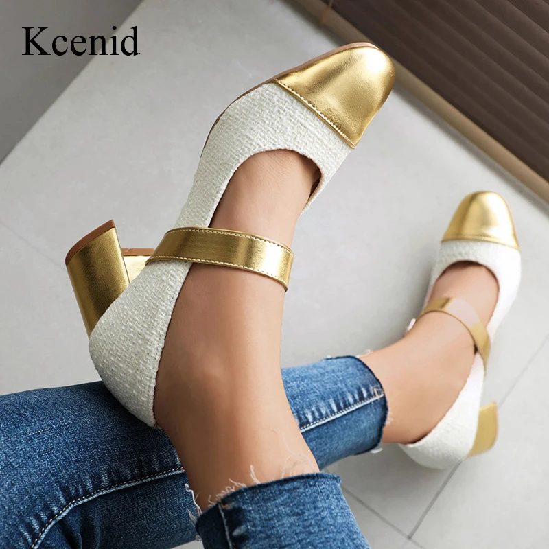 

Kcenid Fashion Mixed Colors Summer Women Mary Jane Pumps High Heels Shoes For Women Elegant Concise Buckle Strap Dress Shoes