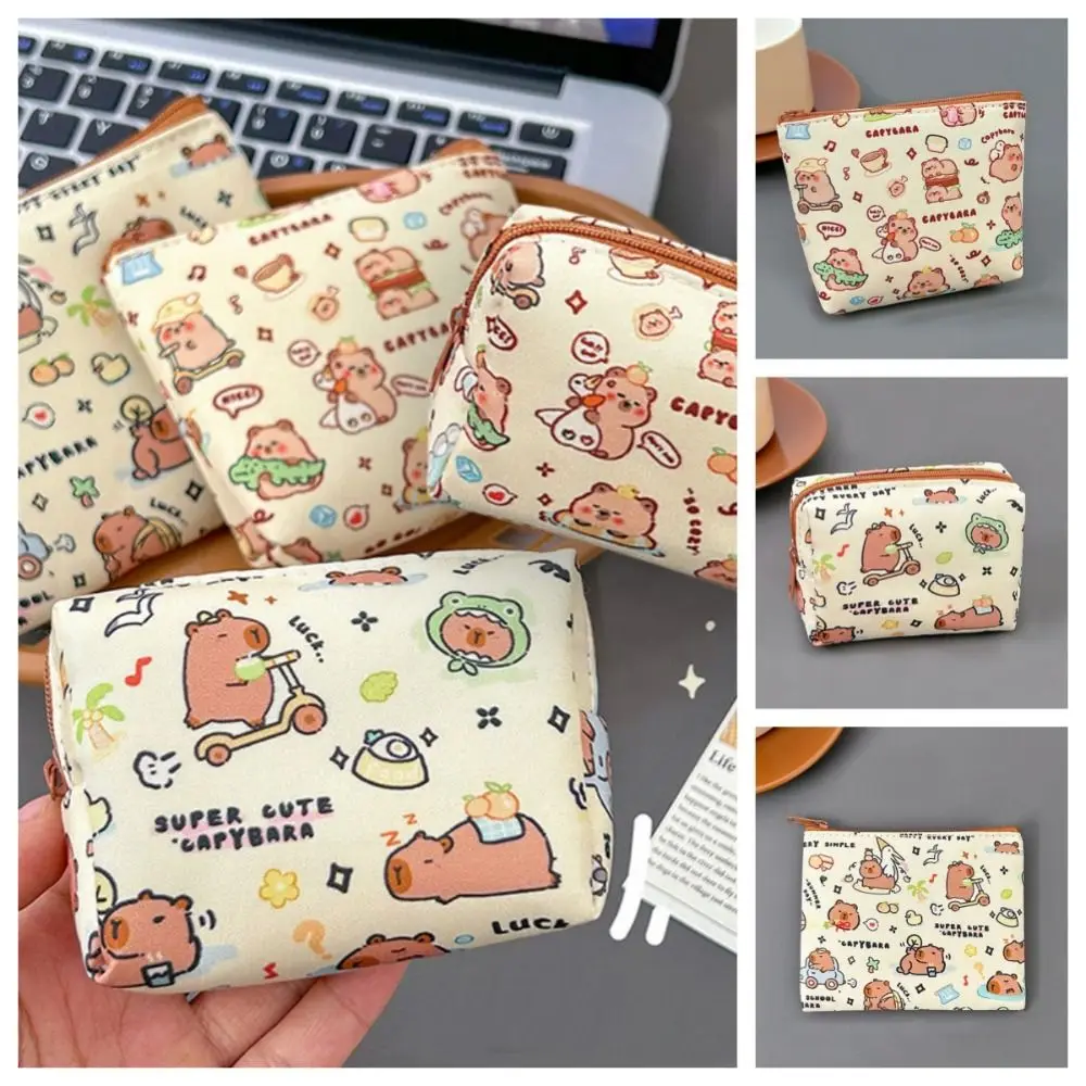 กระเป๋าสตางค์ dompet koin มีซิปกระเป๋าเคสหุ้มกระเป๋า POUCH koin กระเป๋าใส่เงิน capybara ผ้าใบกรณีหูฟัง capybara กลางแจ้ง