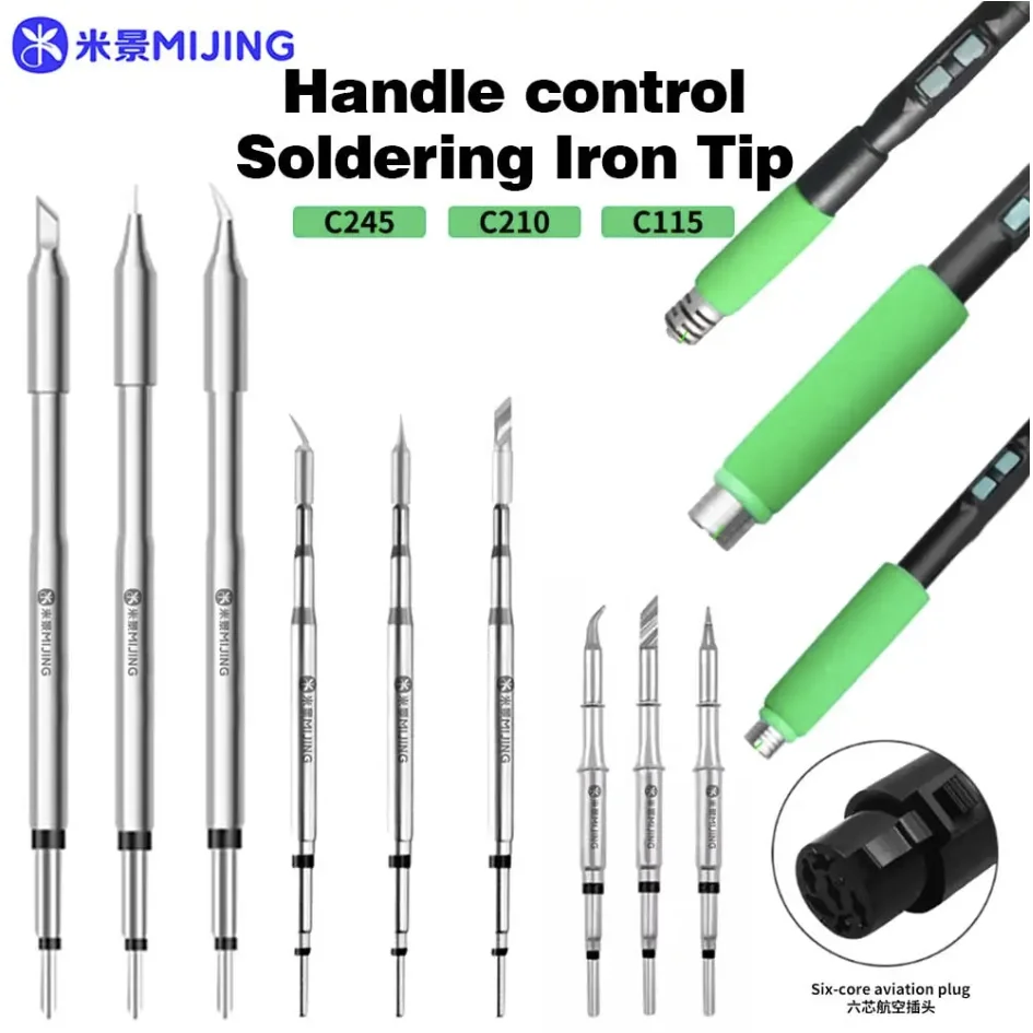 MIJING H1 C210 C245 C115 puntas mango de Control de cable núcleo de calefacción punta de pistola para soldar para herramientas de estación de soldadura OSS GVM AIXUN