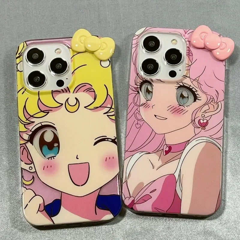 Sailor Moon cartoon kawaii mobile phone case suitable for iPhone15 15promax new mobile phone protective soft case wholesale