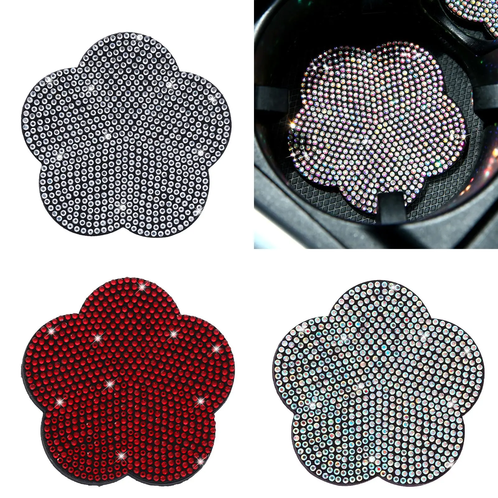 2 Pieces Bling Car Coaster Water Cup Bottle Holder Pad Mat, decor, Anti Slip