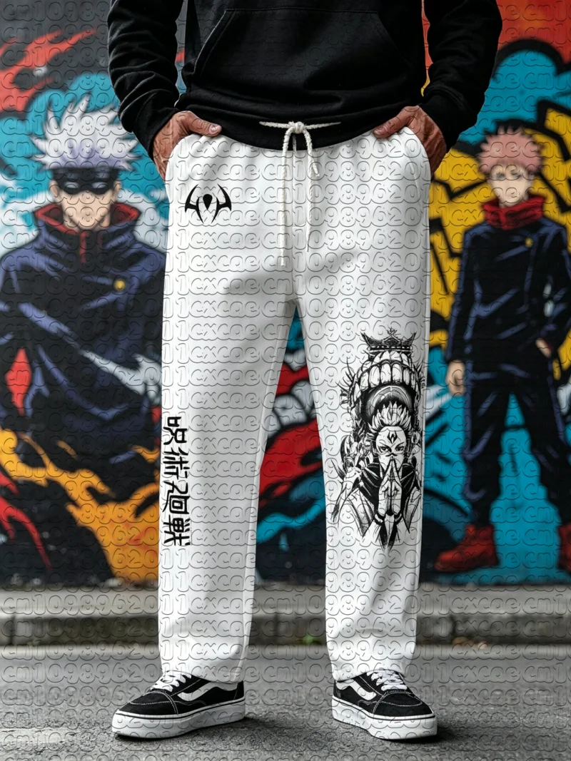 Summer Jujutsu Kaisen Ryomen Sukuna Tattoo Print Straight Sweatpants Unisex Streetwear Sports Casual Long Trousers Men Women