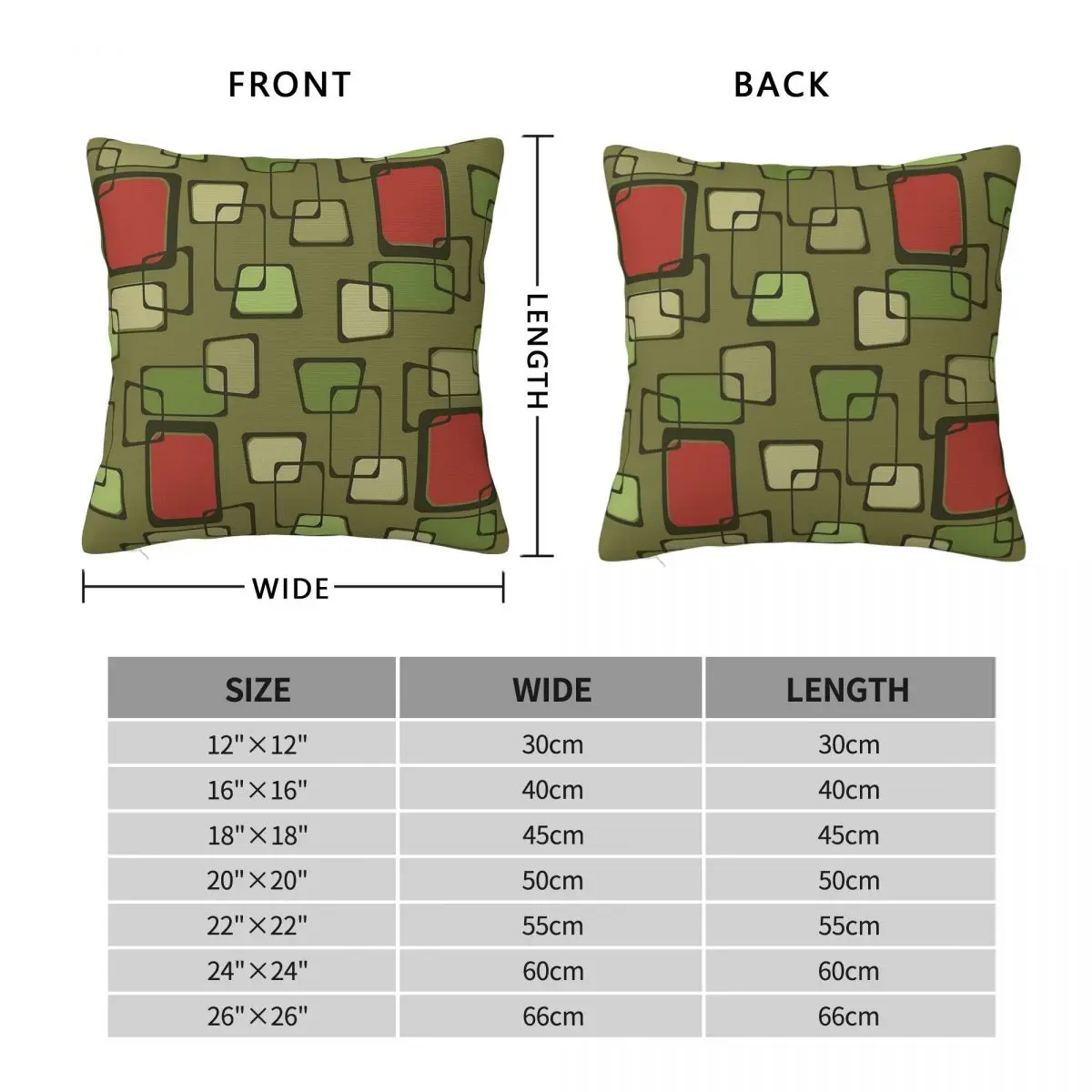 Skewed Olive Green Red Pillowcase Polyester Linen Velvet Pattern Zip Decor Throw Pillow Case Sofa Cushion Cover 45x45