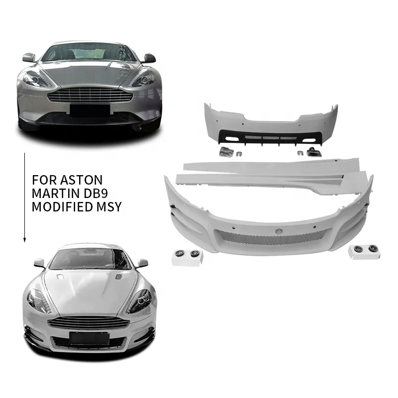 New Arrival Fiberglass Material Half Carbon Fiber Upgrade to MSY Style Car Body Kit for Aston Martin DB9 Front Rear Bumper