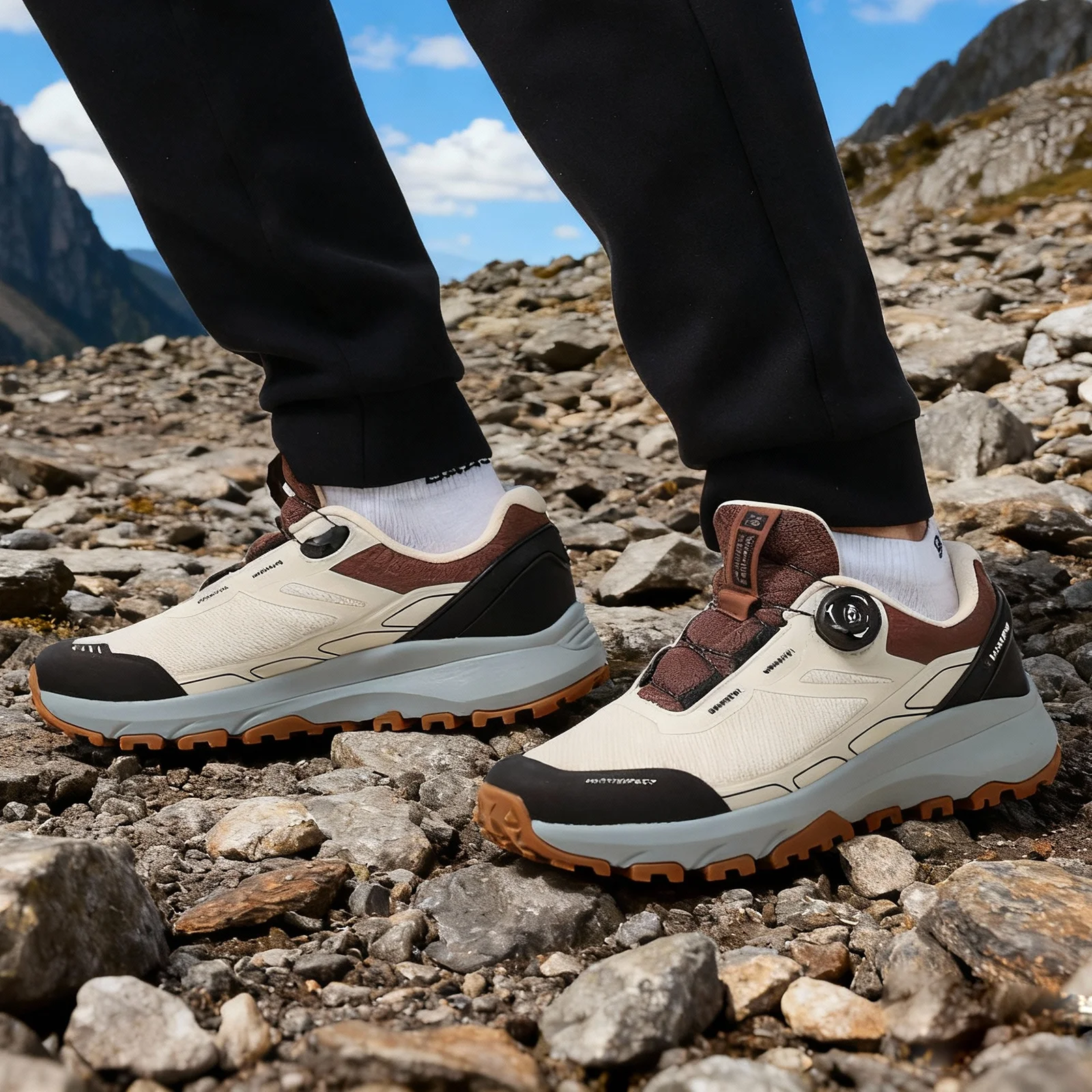 Baasploa Men Hiking Shoes Outdoor Casual Breathable Comfortable Walking Shoes Male Anti-Skid Wear-Resistant Travel Mesh Sneakers