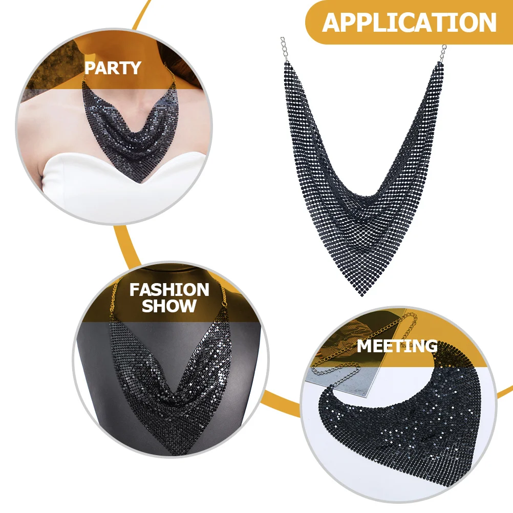 

Metal Plate Short Necklace For Women Fashion Exaggerated Collar Bib Neck Jewelry Chunky Fringe Clavicle Chain Decor