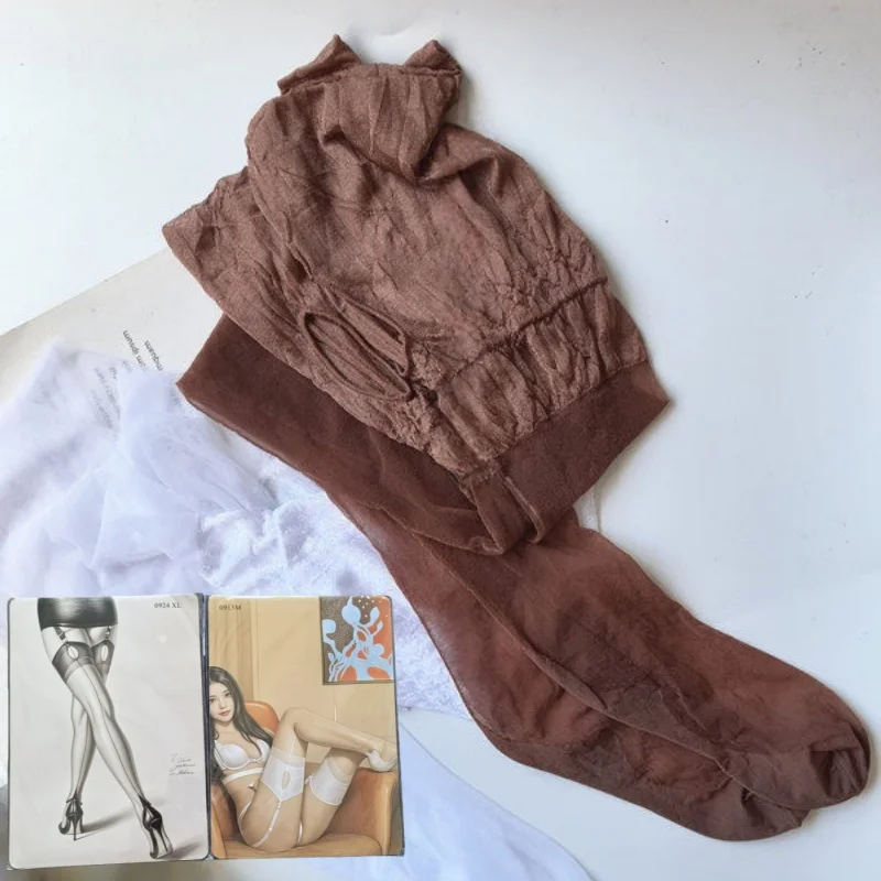 Medias vintage 8D con diseño de orificio, costuras traseras, tacón cubano, forma de pie, hasta el muslo, con línea trasera, calcetines largos por encima de la rodilla para mujer