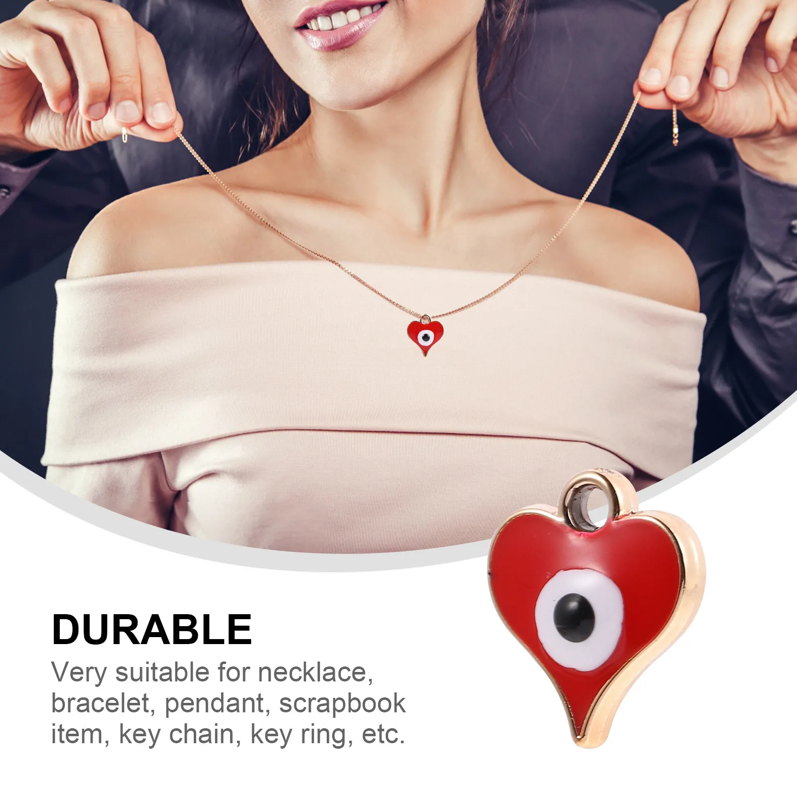 

100Pcs Heart Shaped Eyeballs Charms Resin Beads for DIY Jewelry Making Craft Supplies Realistic Eye Accessories