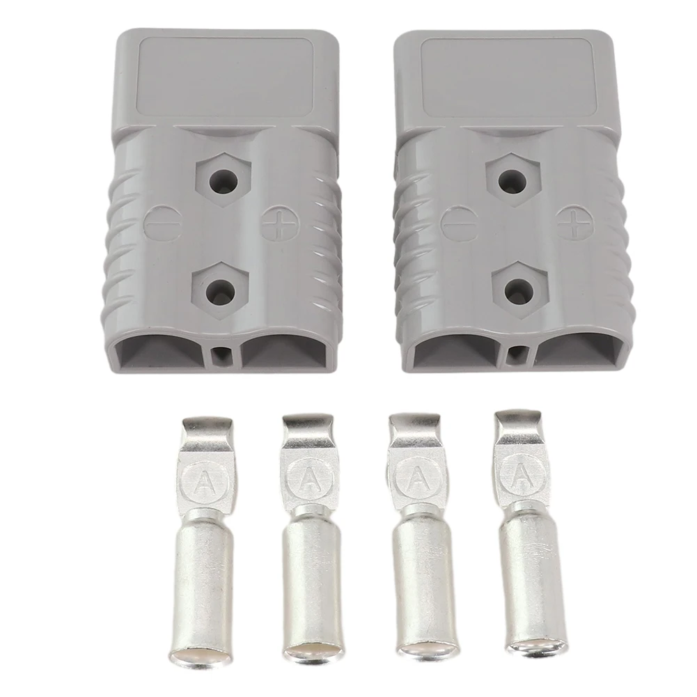 Two 175 Amp Cable Terminal Battery Connectors with Copper Silver Contacts and Straight Interface for High Current Applications