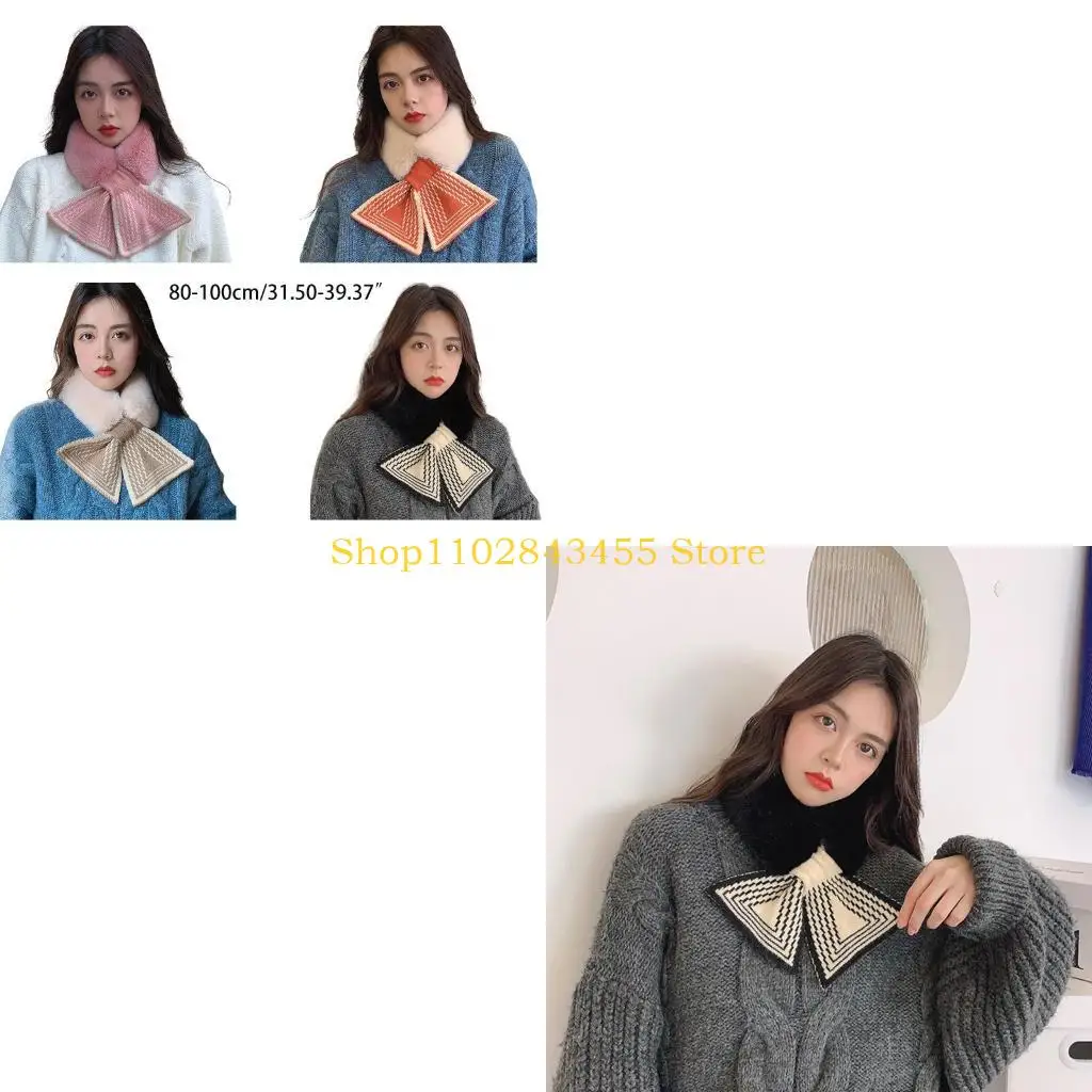 49MC فرو الأرنب الصناعي طوق أفخم طوق الرقبة أدفأ الشتاء شال التفاف الفتيات التفاف