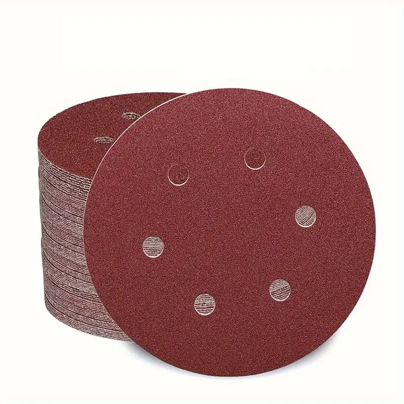 10pcs 6 Inch 6 Holes 150MM Sanding Discs Flocking Sandpaper Orbital Sander Hook and Loop Sand Paper