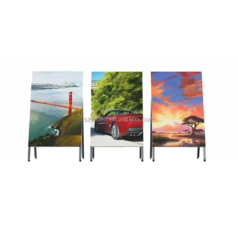 Portable Digital Poster Battery Powered Floor Standing Display Signage Ultra-slim Movable Led Advertising Screen