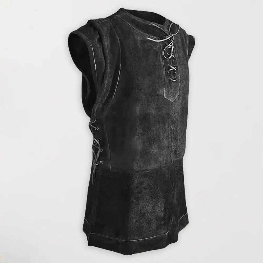 Heren Middeleeuwse Punk Vest Vikingen Cosplay Boogschutter Kostuum Volwassen Borst Harnas Larp Outfit Jerkin Jas Halloween Mannen Piratenvest