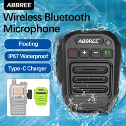 ABBREE Walkie Talkie Wireless Bluetooth Microphone Speaker MIC Waterproof For Baofeng UV-21 Quansheng UV-K6 Retevis Radios