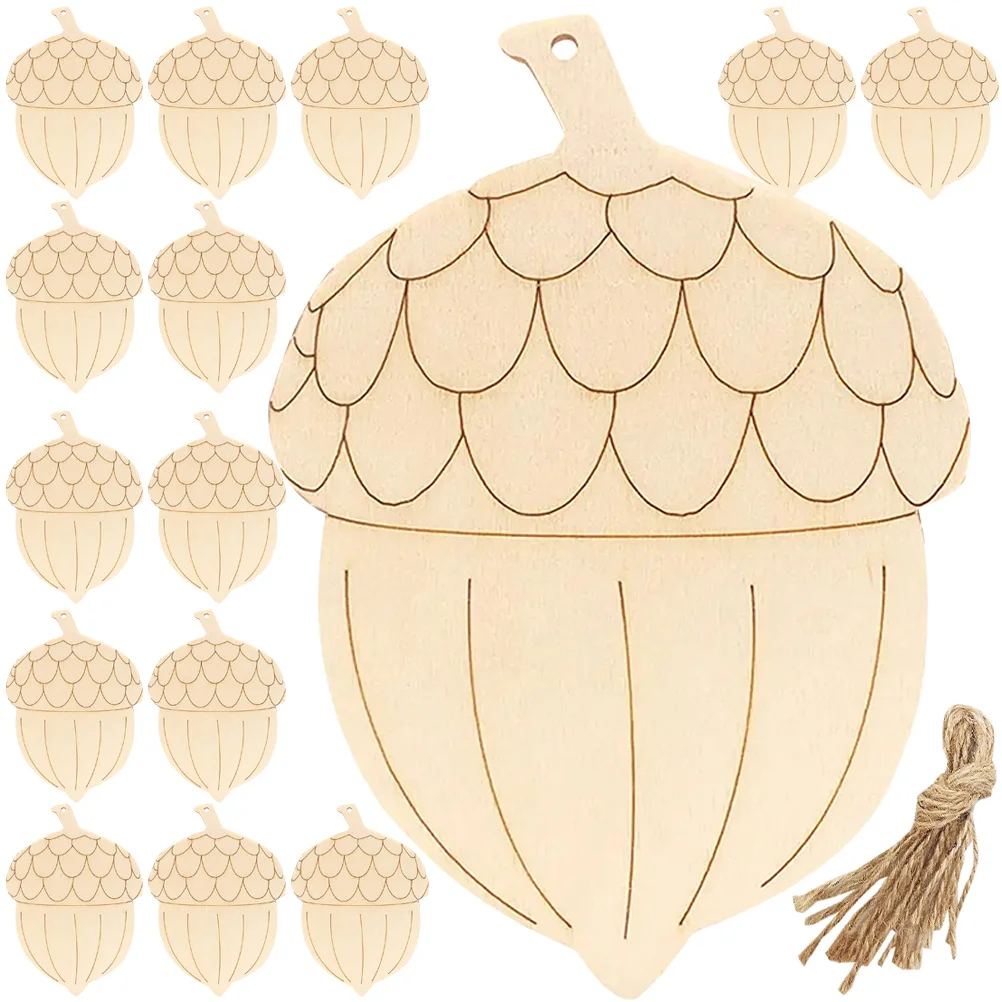 

20Pcs Wooden Acorn Pendants DIY Pine Cone Christmas Hanging Decor Painting Craft Blank Cutouts Xmas Ornament DIY Acorn Cutouts