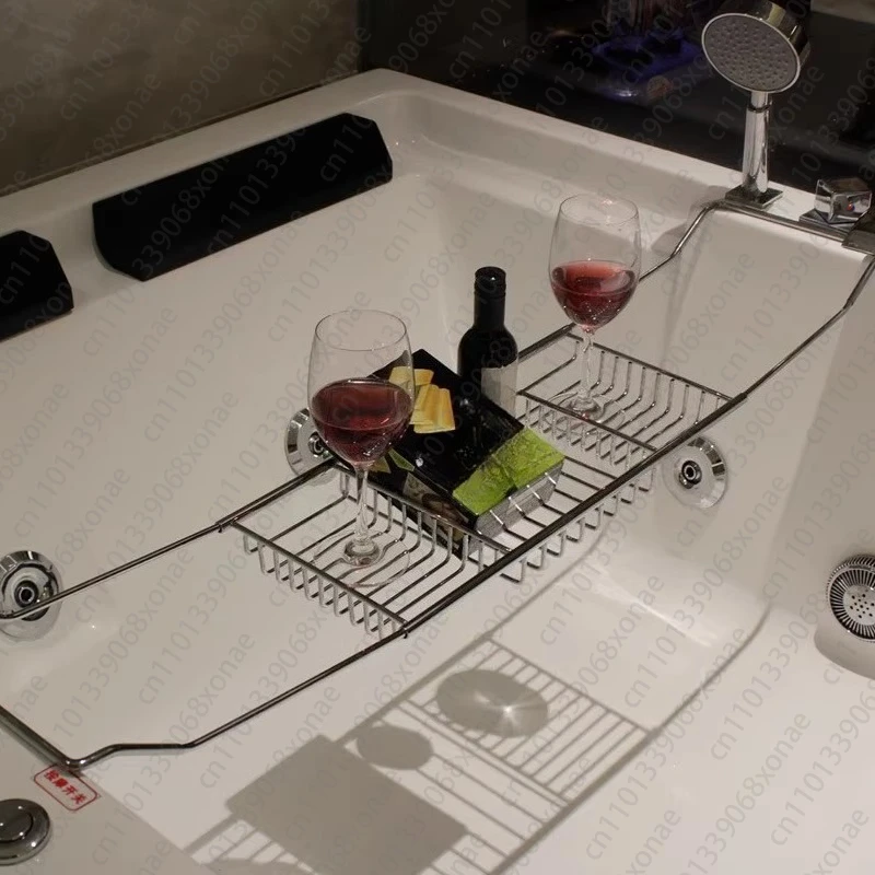Stainless Steel Multifunctional Telescopic Anti Slip Storage Rack, Adjustable Bath with Phone Holder