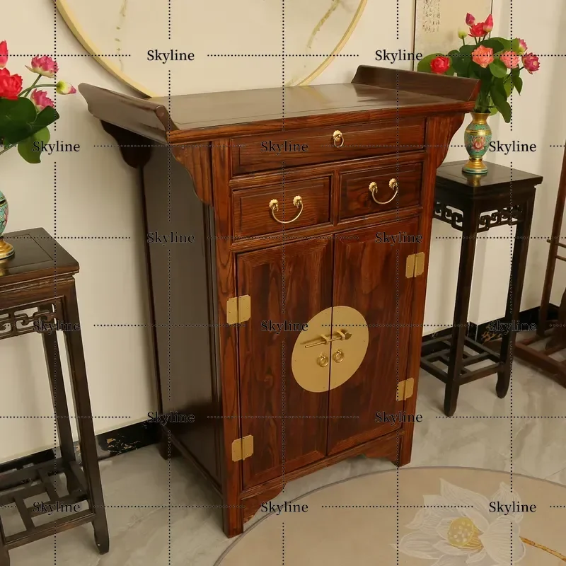 for New Chinese Style Solid Wood Incense Table Household Wall Mounted Strip Case Living Room Ancestor Worship God of Wealth