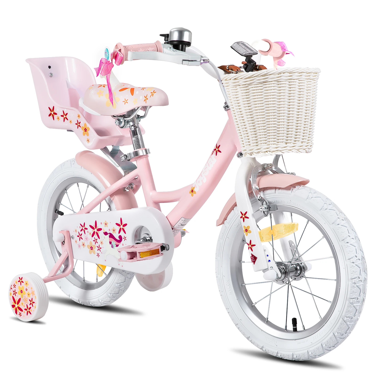 JOYSTAR Unicorn Girls Bike for Kids Ages 2-9,Kids Bike with Training Wheels, Streamers, Basket and Doll Seat