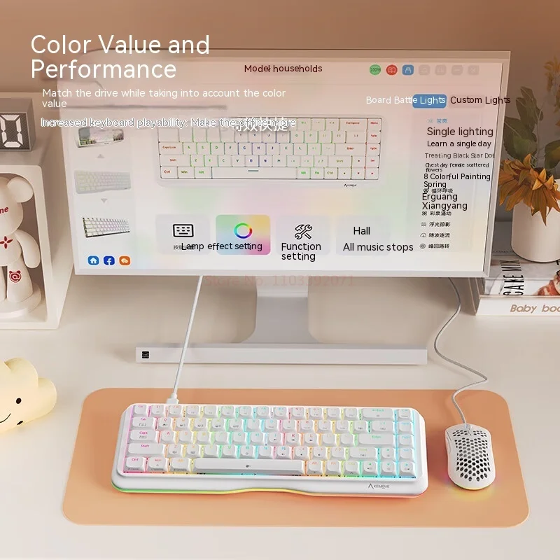 Imagem -05 - Kemove-teclado Mecânico com Fio K68se Girls Office Game N-key Rollover Mac Windows Backlight Rgb Personalizado Laptop Multimídia