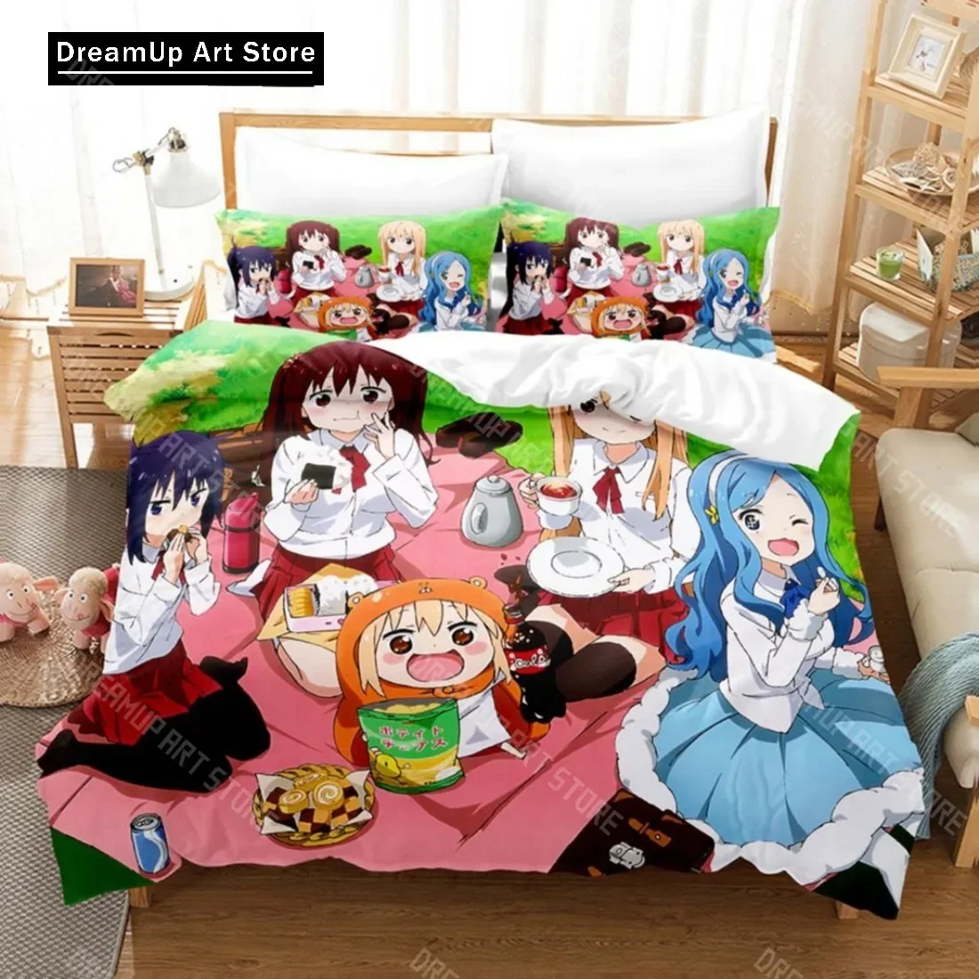 

¡Anime Himouto! Juego de cama Umaru-chan, funda nórdica, juego de cama, funda de edredón doble, individual, Queen, tamaño King