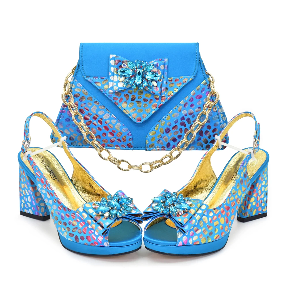 

doershow красивый высококачественный комплект женской обуви и сумок в африканском стиле, новейший небесно-голубой итальянский комплект обуви и сумки для вечеринки Sk1-1