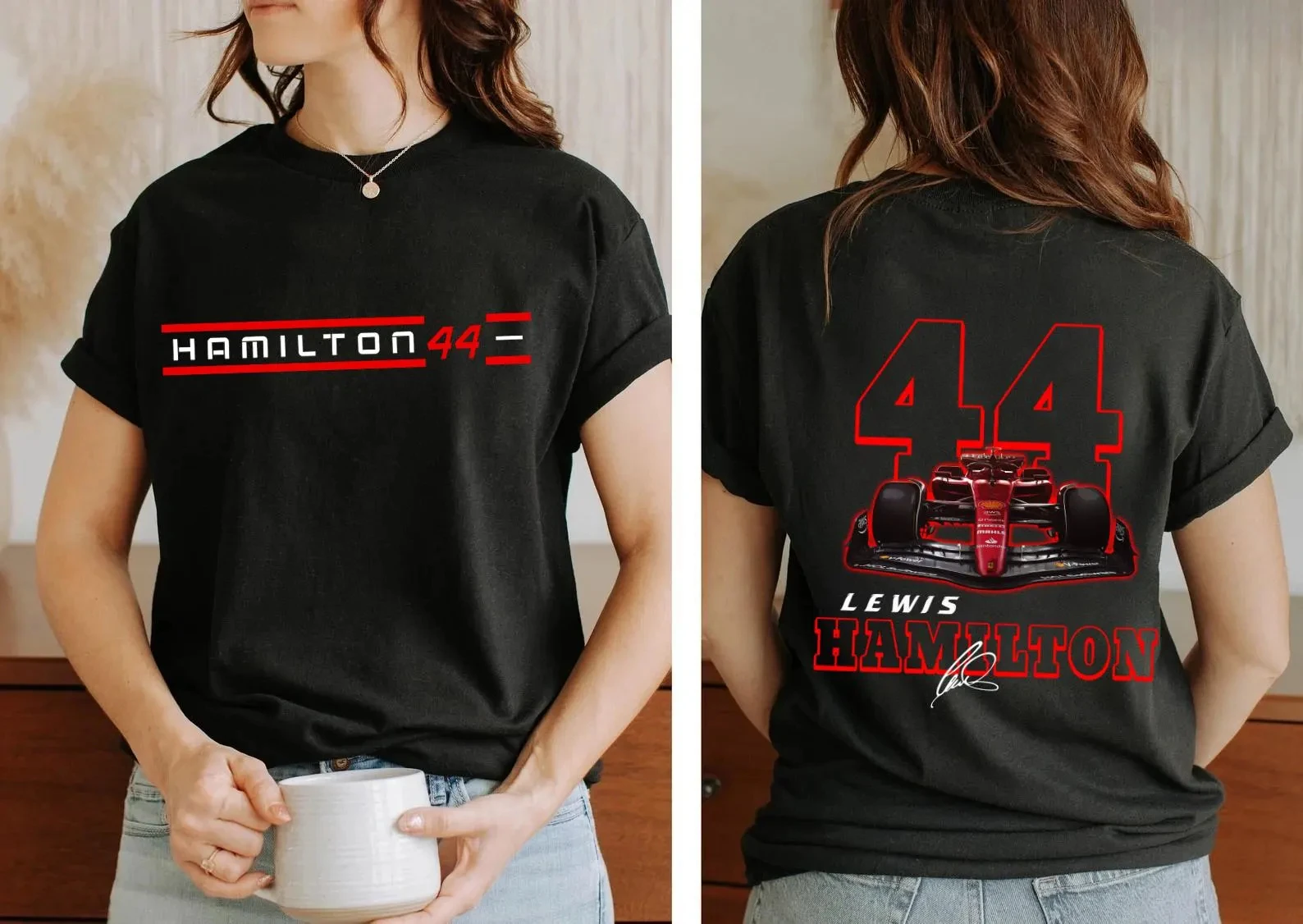 Lewis Hamilton 44 Racing T-shirt Men's Women's Summer Cotton Clothing Fashion Oversize Short-sleeved Top Unisex Streetwear