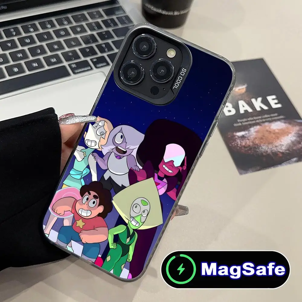

Steven Universe Mobile Phone Case for iPhone 16 15 14 13 12 11 Pro Max Plus MagSafe Translucent Colour Protective Pretty Cover