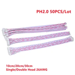 50PCS/Lot PH2.0 Female Connector Terminal Cable 10cm 20cm 30cm 2.0 JST Wire 2p 3p 4p 5p 6p 7p 8p 9p 10p11p12p Single/Double Head