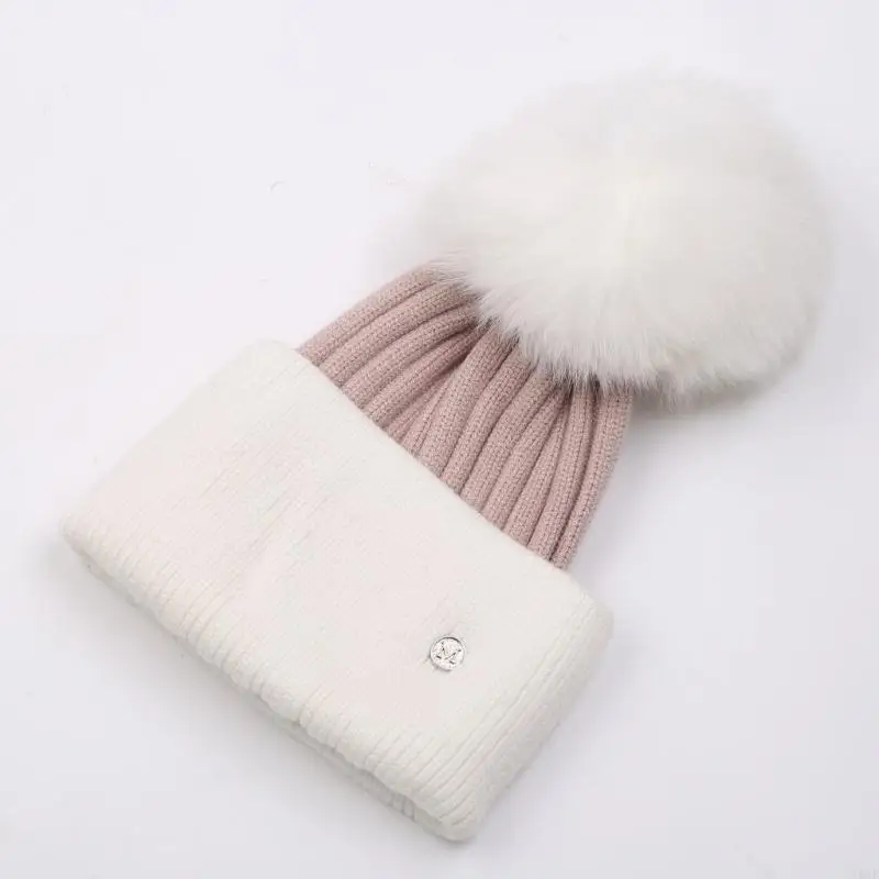 مرونة الفراء بوم بوم قبعة Skullies قبعة دافئة في الهواء الطلق محبوك قبعة الكورية نمط المرأة