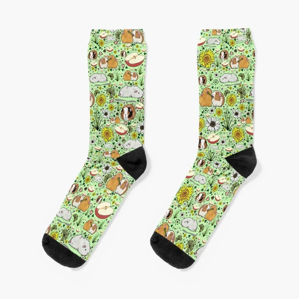 

Guinea Pigs in Green Socks cute happy Ladies Socks Men's