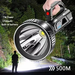 Potente linterna LED portátil de mano, reflector recargable por USB, lámpara superbrillante para acampar, linterna de pesca de 3 modos, nuevo