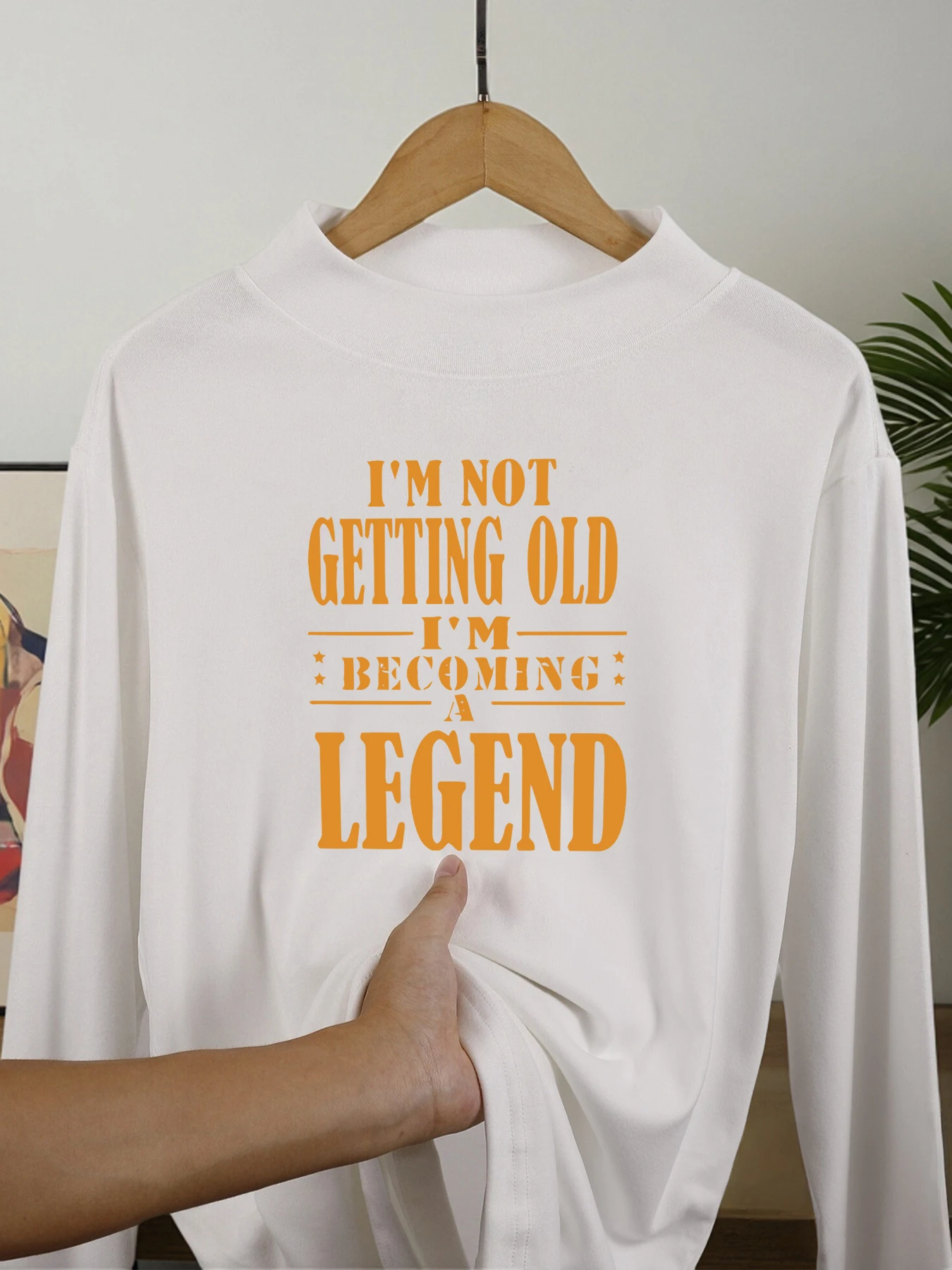 

I'M Not Getting Old Print Bottoming Tops Men Autumn Winter Long Sleeve Shirt Simple Thicken Clothing All-Match Basic Base Layer