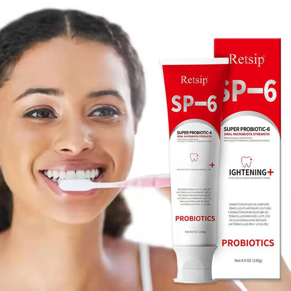 140g SP-6 Probiotic Toothpaste Whitening Remove Stains Health Breath Lasting Care Gums Long Freshens Boost Oral Protect Imm S9M6