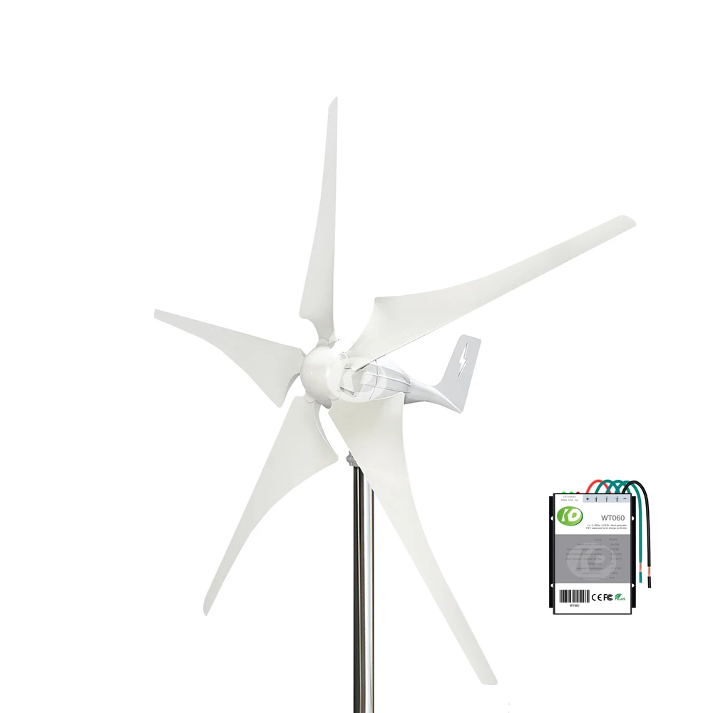 600W 12V 24V Small Wind Turbine Generator Windmill With LED Indicator 5 Blades Start 1.8m/s For Residential RV Yacht