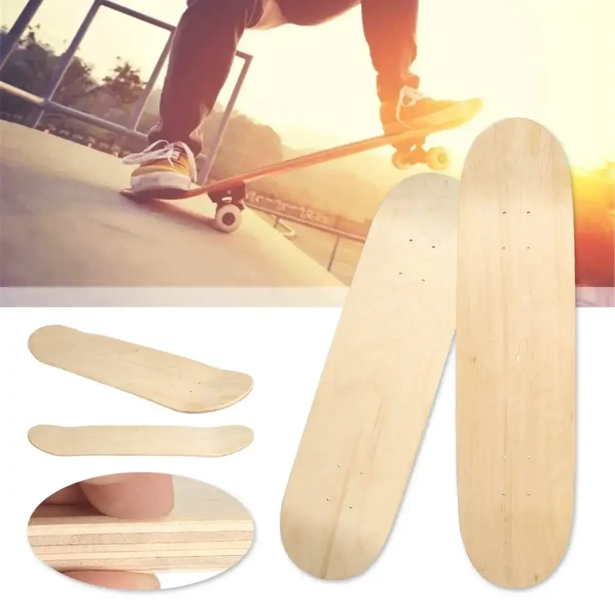 DIY Deck Skateboarde Maple Skateboard Deck 7 Layers Wood Maple Double Concave Skate Board 8 Inch Longboard Double Rocker