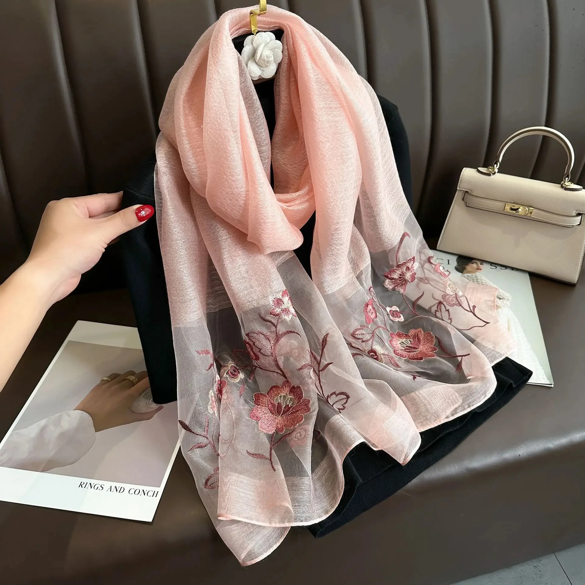 Luxury Brand Solid Silk wool scarf for Women Shawls Scarves Summer Hijab Fashion Warm Long Bandana Foulard Pashmina Poncho new