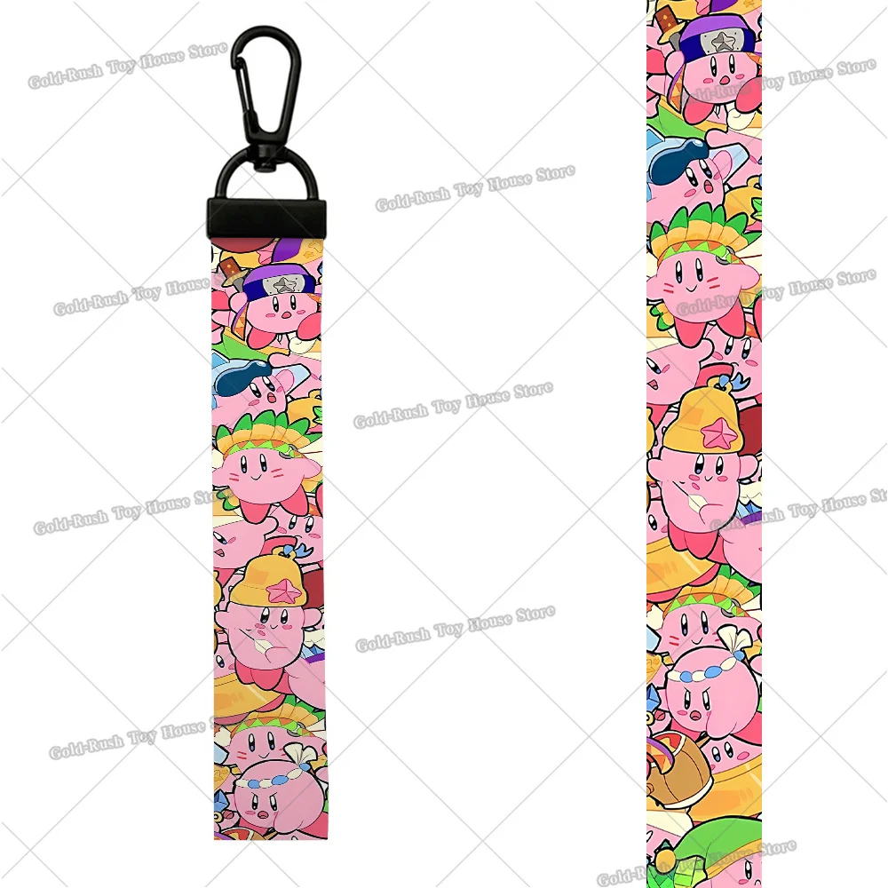 Kawaii Kirbys Strap Wristlet Keychain Cartoon Webbing Car Key Ring Hand Wrist Ribbon Key Chain Lanyard Key Holder Birthday Gift view 5