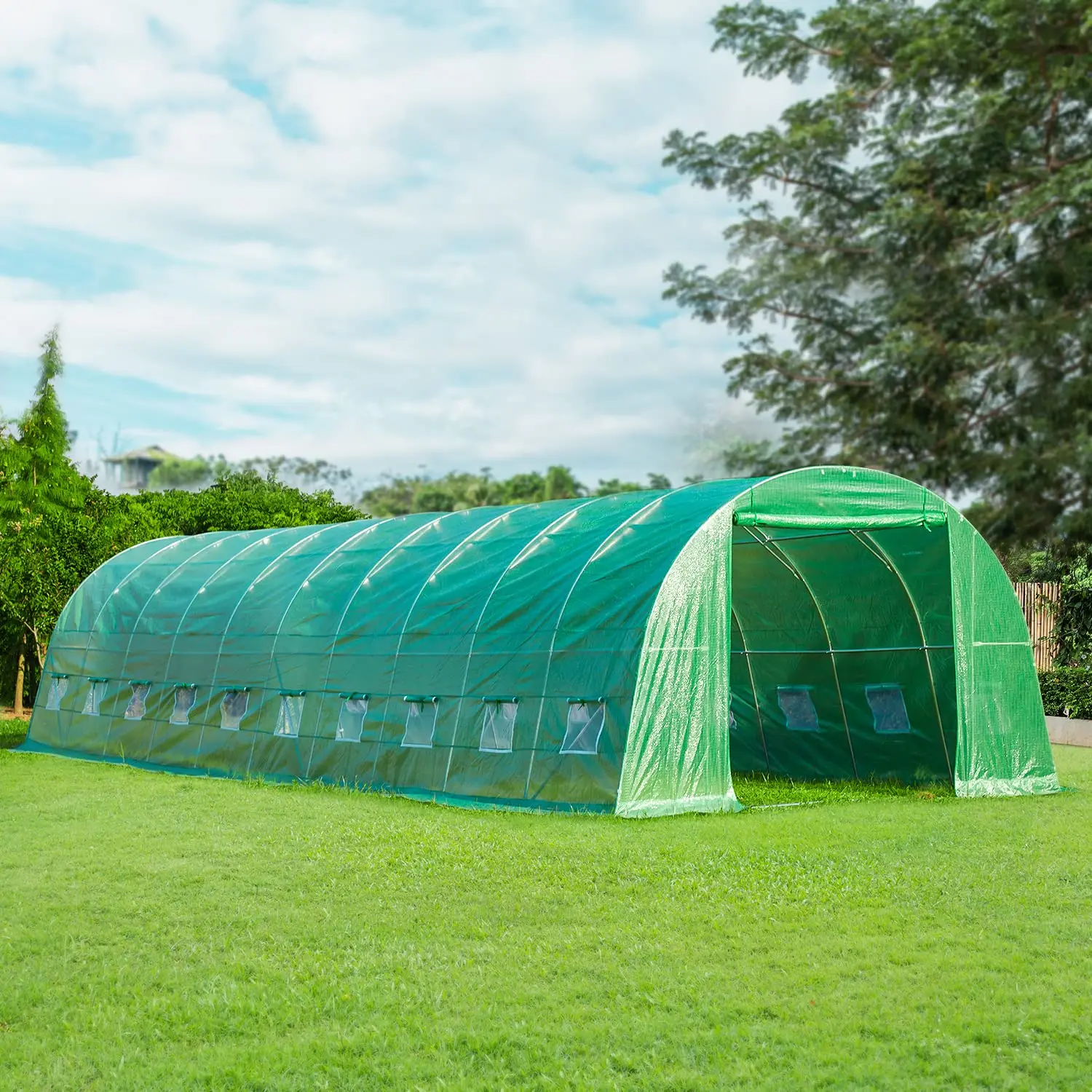 40'×12'×7.5' Greenhouse Large Walk-in Portable Greenhouse with 2 Roll-up Zippered Doors&20 Screen Windows Tunnel Garden Plant