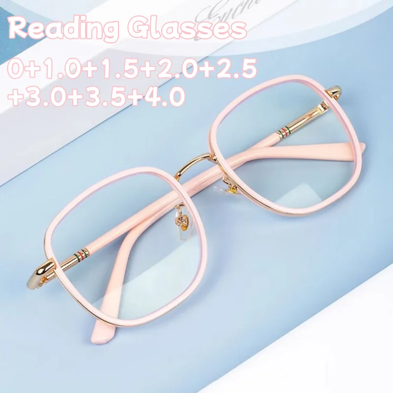 

Large Frame Anti-blue Light Reading Glasses Transparent Lenses Ladies Fashionable Anti-fatigue Reading Glasses Eye Protection