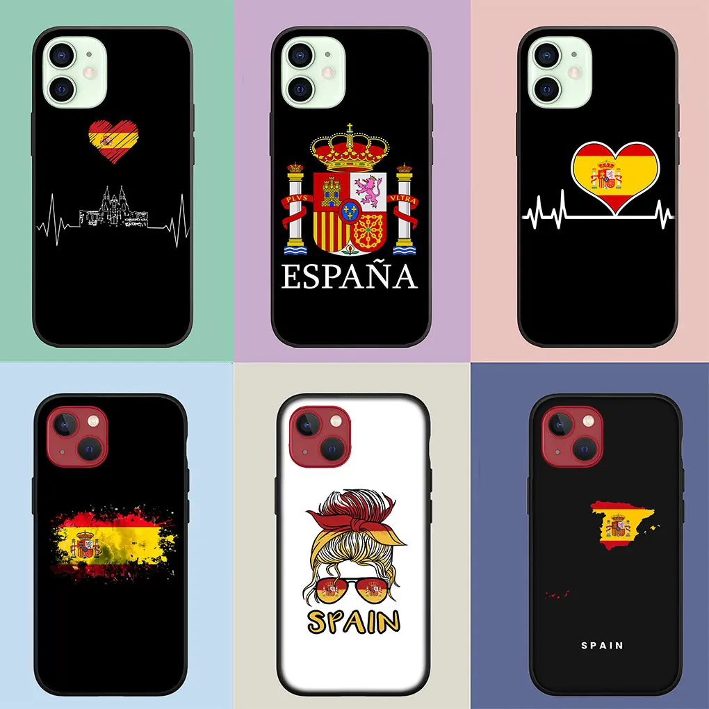 Spain Flag Yellow Red Soft Cover Phone Casing for Apple iPhone 15 14 13 12 11 Pro XS Max XR 6s Plus + SE 15+ Case